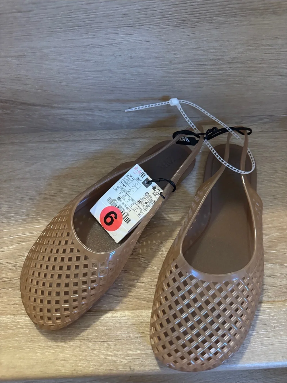 Zara Brown Lattice Slingback Jelly Flats - Picture 2 of 5